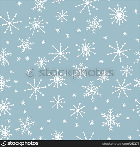 Hand drawn winter seamless patterns. Doodle Christmas, Noel, New Year backdrop. Decorative background for fabric, textile, wrapping paper, card, invitation, wallpaper, web design