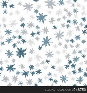Hand drawn winter snowflakes seamless pattern. Ink stains star wallpaper on white background. Vector illustration. Hand drawn winter snowflakes seamless pattern illustration.