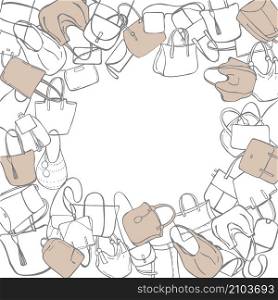 Hand drawn women&rsquo;s bags. Vector background . Vector background with women&rsquo;s bags.