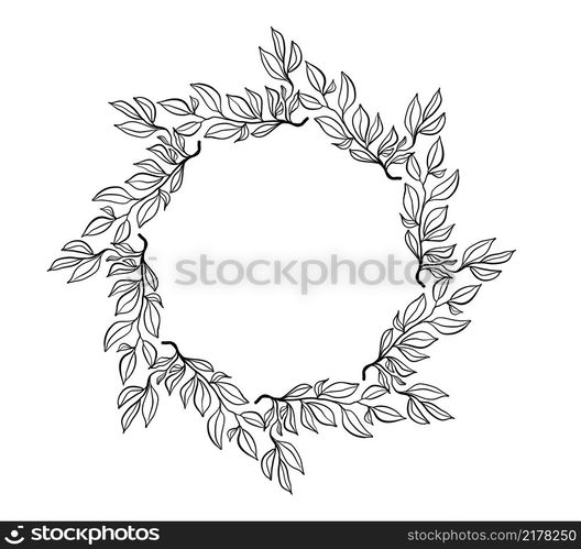 Hand drawn wreath with leaf