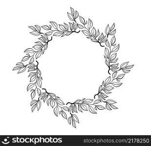 Hand drawn wreath with leaf