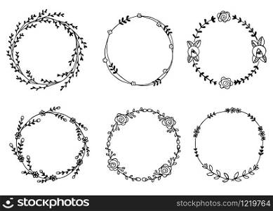 Hand drawn wreaths vector illustration Design elements for invitations, greeting cards.