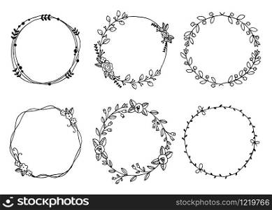 Hand drawn wreaths vector illustration Design elements for invitations, greeting cards.