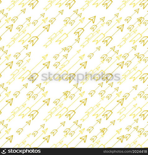 Hand-drawn yellow arrows on white background. Seamless Vector illustration