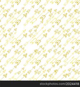 Hand-drawn yellow arrows on white background. Seamless Vector illustration