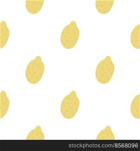 Hand drawn yellow lemons seamless pattern. Continuous background with citrus fruits. Grocery print for textile, packaging, wallpaper and design. Model organic healthy food vector illustration. Hand drawn yellow lemons seamless pattern