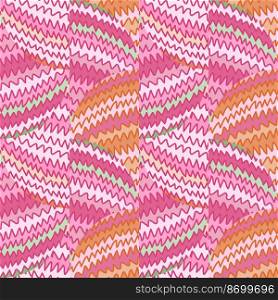 Hand drawn zig zag lines mosaic ornament. Abstract wave seamless pattern in doodle style. Creative stripes print wallpaper. Design for fabric, textile, wrapping paper, cover. Simple vector illustration. Hand drawn zig zag lines mosaic ornament. Abstract wave seamless pattern in doodle style. Creative stripes print wallpaper.