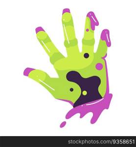 Hand Drawn zombie hand in flat style isolated on background