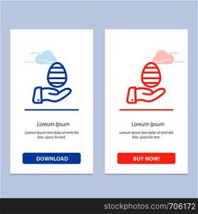 Hand, Egg, Easter, Nature Blue and Red Download and Buy Now web Widget Card Template