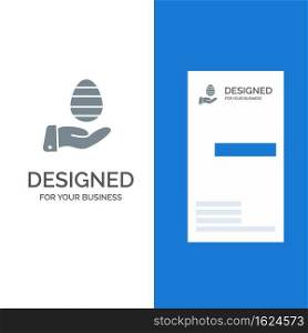 Hand, Egg, Easter, Nature Grey Logo Design and Business Card Template