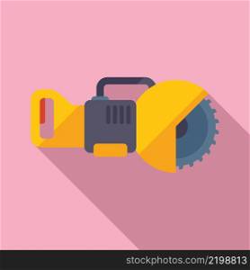 Hand electric saw icon flat vector. Power chain. Wood machine. Hand electric saw icon flat vector. Power chain
