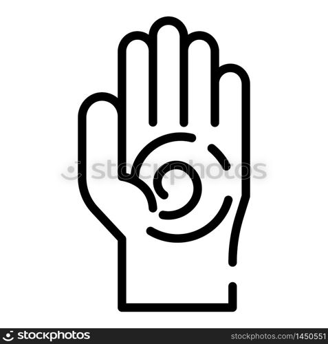 Hand energy icon. Outline hand energy vector icon for web design isolated on white background. Hand energy icon, outline style