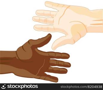 Hand european and african. Hands of the people of the miscellaneous of the colour of the skin