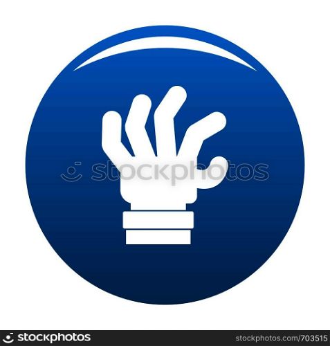 Hand fear icon vector blue circle isolated on white background . Hand fear icon blue vector
