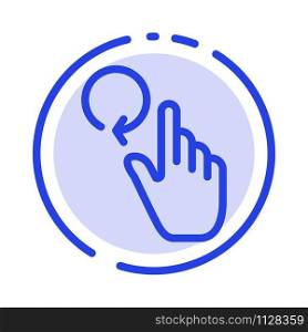 Hand, Finger, Gestures, Reload Blue Dotted Line Line Icon