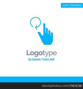 Hand, Finger, Gestures, Reload Blue Solid Logo Template. Place for Tagline