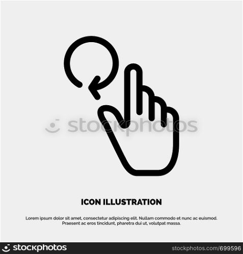 Hand, Finger, Gestures, Reload Line Icon Vector