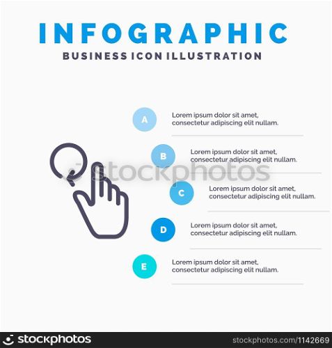 Hand, Finger, Gestures, Reload Line icon with 5 steps presentation infographics Background
