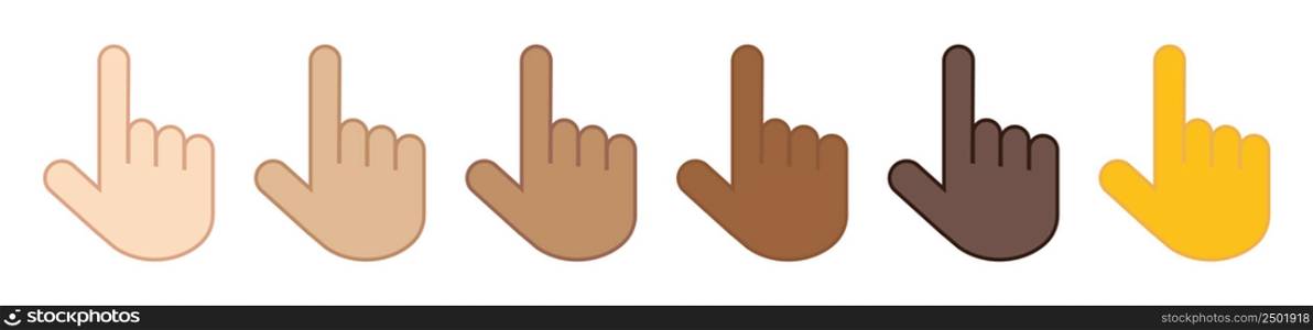 Hand finger pointer icon. Cursor mouse illustration symbol. Sign gesture vector.