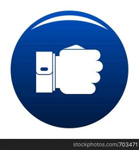 Hand fist icon vector blue circle isolated on white background . Hand fist icon blue vector