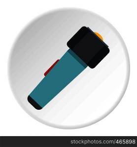 Hand flashlight icon in flat circle isolated on white vector illustration for web. Hand flashlight icon circle