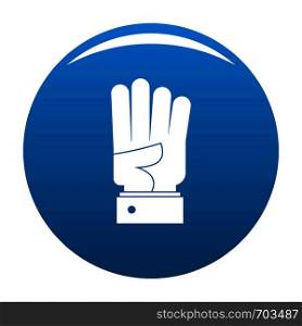 Hand four icon vector blue circle isolated on white background . Hand four icon blue vector