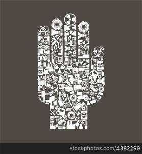 Hand from industry subjects. A vector illustration