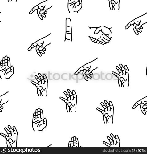 Hand Gesture And Gesticulate Vector Seamless Pattern Thin Line Illustration. Hand Gesture And Gesticulate Vector Seamless Pattern