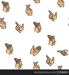 Hand Gesture And Gesticulate Vector Seamless Pattern Thin Line Illustration. Hand Gesture And Gesticulate Vector Seamless Pattern