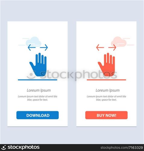 Hand, Gesture, Left, Right, zoom out Blue and Red Download and Buy Now web Widget Card Template