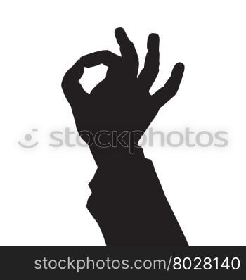 hand gesture OK pop art retro vector. Black silhouette. Conceptual business vector. Figure form icon.. hand gesture OK black silhouette figure
