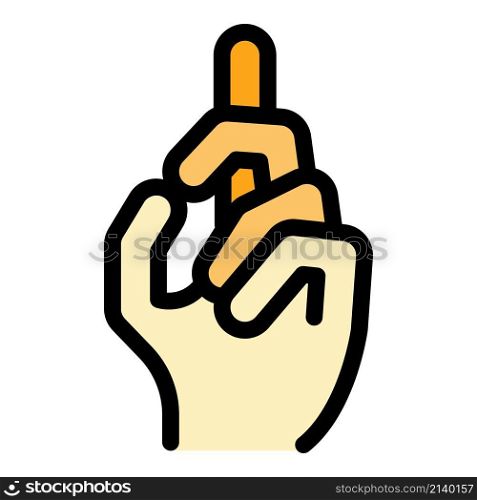Hand gesture one finger icon. Outline Hand gesture one finger vector icon color flat isolated. Hand gesture one finger icon color outline vector