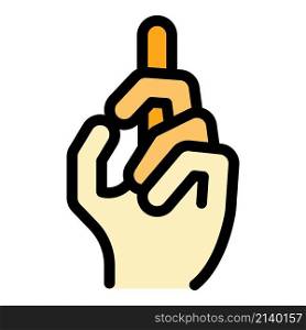 Hand gesture one finger icon. Outline Hand gesture one finger vector icon color flat isolated. Hand gesture one finger icon color outline vector