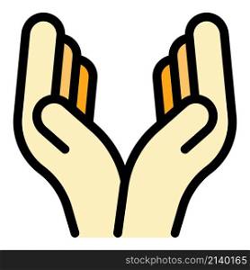 Hand gesture peace palm icon. Outline Hand gesture peace palm vector icon color flat isolated. Hand gesture peace palm icon color outline vector