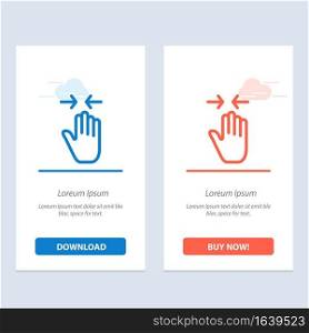 Hand, Gesture, Pinch, Arrow, zoom in  Blue and Red Download and Buy Now web Widget Card Template