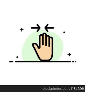 Hand, Gesture, Pinch, Arrow, zoom in Business Flat Line Filled Icon Vector Banner Template