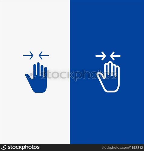 Hand, Gesture, Pinch, Arrow, zoom in Line and Glyph Solid icon Blue banner Line and Glyph Solid icon Blue banner