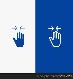 Hand, Gesture, Pinch, Arrow, zoom in Line and Glyph Solid icon Blue banner Line and Glyph Solid icon Blue banner