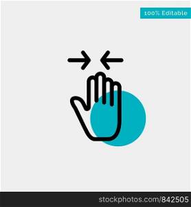 Hand, Gesture, Pinch, Arrow, zoom in turquoise highlight circle point Vector icon