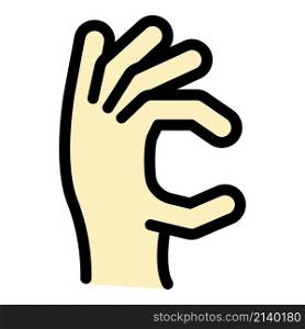 Hand gesture scary icon. Outline Hand gesture scary vector icon color flat isolated. Hand gesture scary icon color outline vector