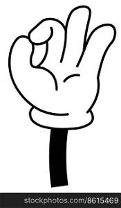 Hand gestures and communication in non verbal way. Isolated palm with fingers expressing okay symbol. Approval and satisfaction. Minimalist simple cartoon character arm. Vector in flat style. Okay hand gesture, nonverbal communication talk