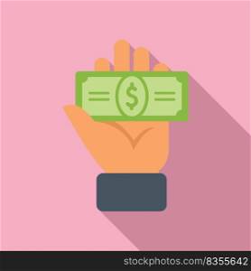 Hand give money cash icon flat vector. Charity donate. Giving heart. Hand give money cash icon flat vector. Charity donate