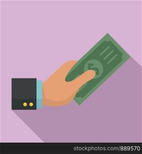 Hand give money icon. Flat illustration of hand give money vector icon for web design. Hand give money icon, flat style