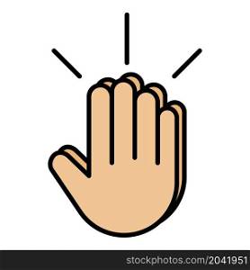Hand gives five icon. Outline hand gives five vector icon color flat isolated. Hand gives five icon color outline vector