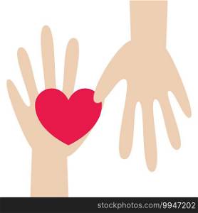 Hand giving heart. Love and valentines day concept illustration. Vector EPS10