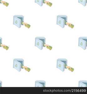 Hand giving money from the safe pattern seamless background texture repeat wallpaper geometric vector. Hand giving money from the safe pattern seamless vector