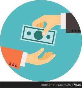 Hand giving money vector image
