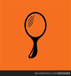 Hand-glass icon. Orange background with black. Vector illustration.