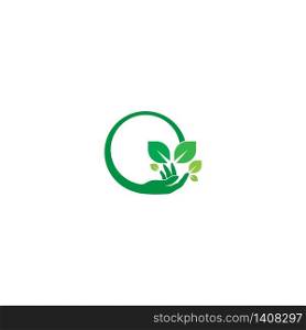 Hand green leaf logo icon illustration