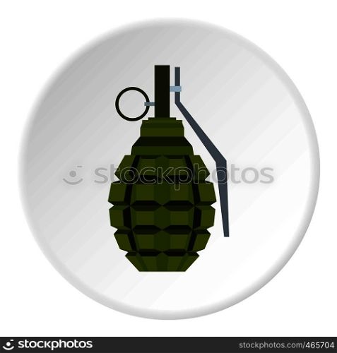 Hand grenade icon in flat circle isolated on white background vector illustration for web. Hand grenade icon circle